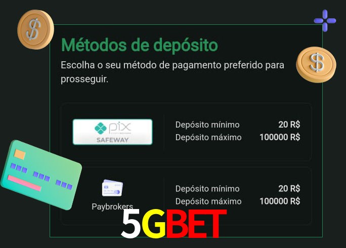 O cassino 5Gbet oferece uma grande variedade de métodos de pagamento